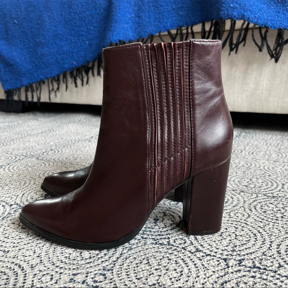 Seychelles Maroon Leather Heeled Boots